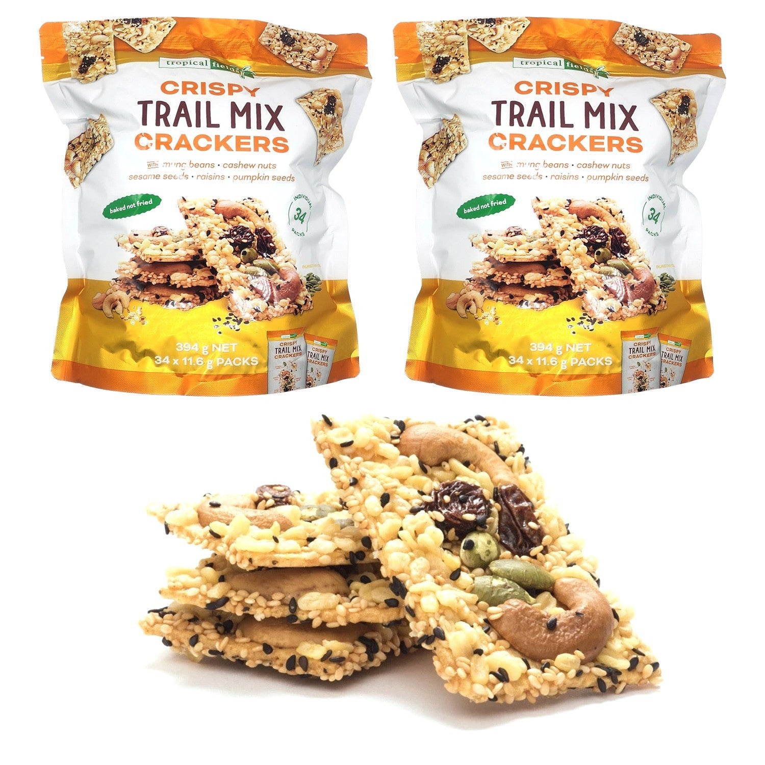 Crispy Baked Trail Mix Mung Beans Cashew Sesame Seed Raisin Crackers 68 x 11.6g