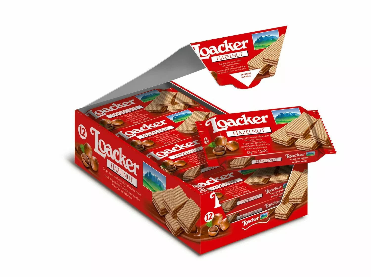 Loacker Napolitaner Crispy Wafers Hazelnut Cream Kids Biscuits Snack 12 x 45g