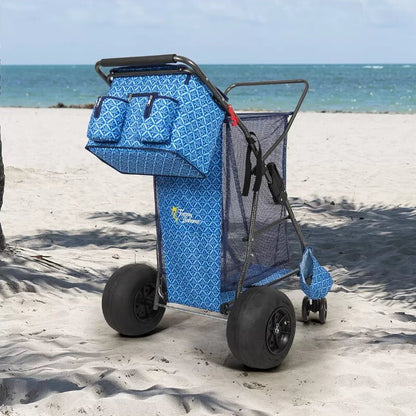 Tommy Bahama XL Wonder Wheeler Deluxe Folding Beach Cart - 45L Cooler, 4 Chairs