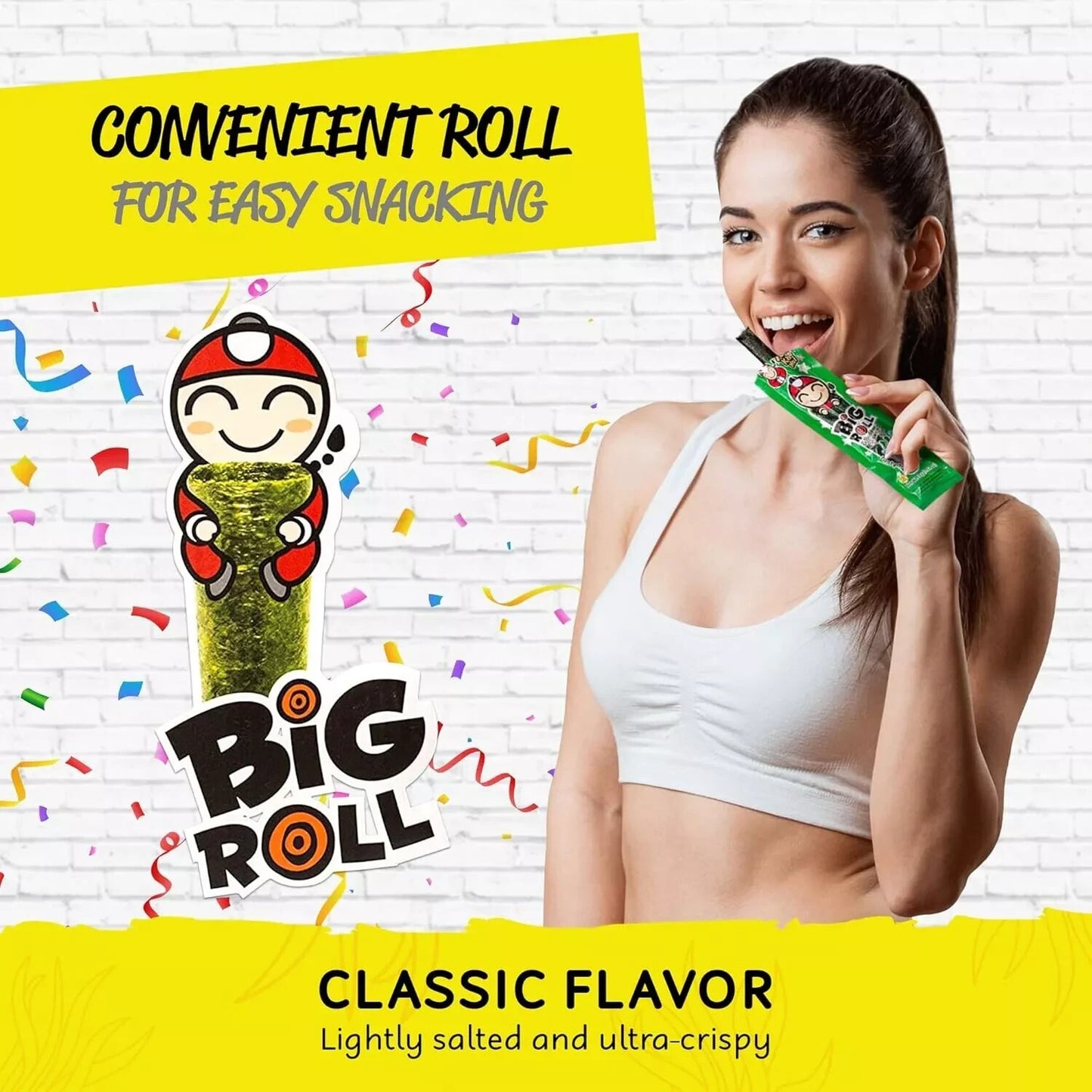 30 x 3g Tao Kae Noi Big Roll Grilled Seaweed Roll Snack Individually Wrapped
