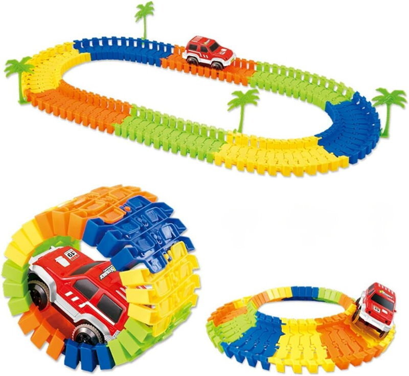 QWZ Railway Magical Flexible Track Car Toy Set DIY Railway Road 28/96/192 Pieces