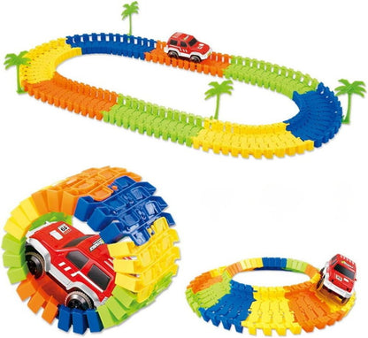QWZ Railway Magical Flexible Track Car Toy Set DIY Railway Road 28/96/192 Pieces