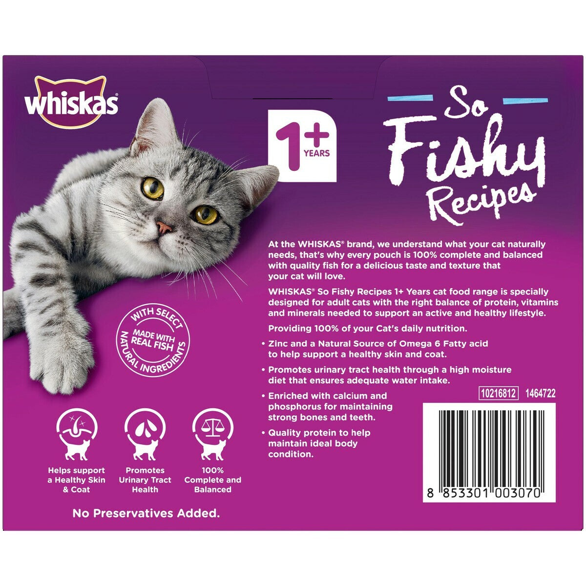 60 x 85g Whiskas Wet Cat Food Ocean Fishy Recipes Tuna Salmon Mackerel Real Fish