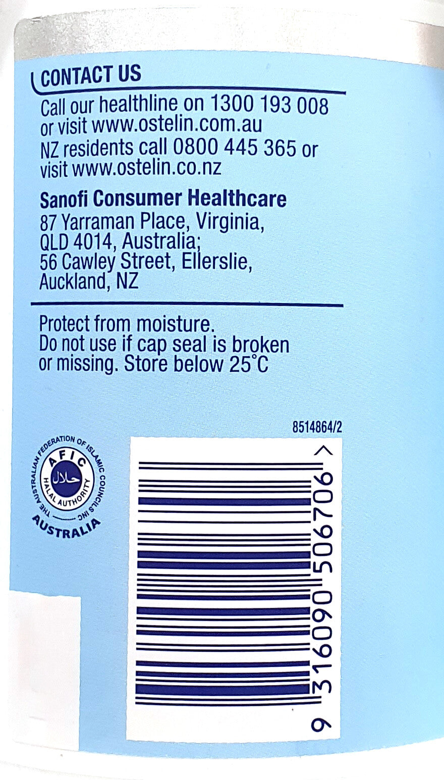 Ostelin Increase Calcium & Vitamin D3 Uptake Maintain Bone Strength 400 Capsules