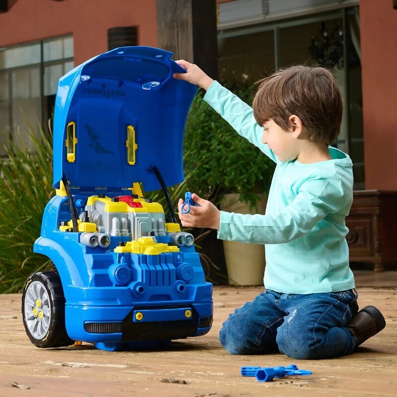 Goodyear 58-Piece Kid’s Mega Car Engine Repair Set Take Apart Mechanical Toy