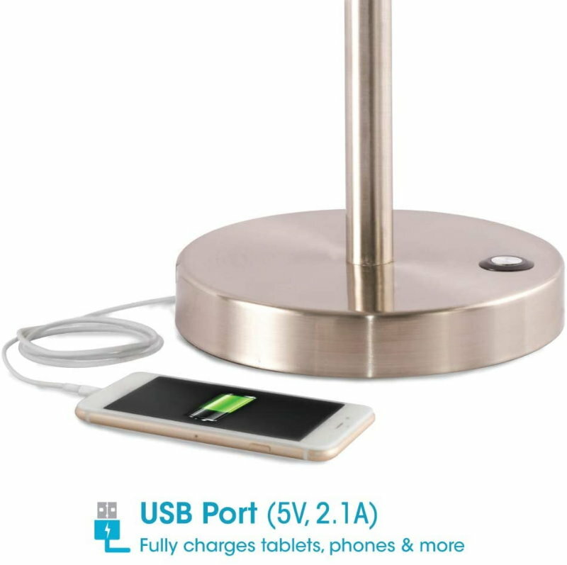 Ottlite Harmonize Metal LED Desk Lamp with USB charging reduces eyestrain by 51%