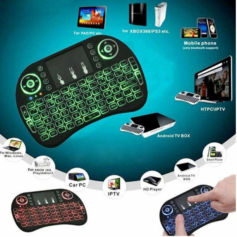 3 Colour LED Wireless Mini Keyboard Touchpad for Smart TV Android Box PC GAMES