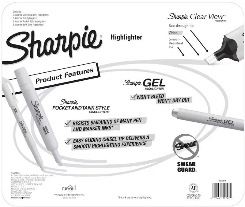 Sharpie 18-Pack Highlighter Variety Pack Clear View Gel Pocket Tank Mixed