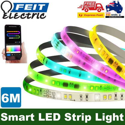 Feit Electric 6m WiFi Smart RGB Colour Changing LED Strip Light with Remote