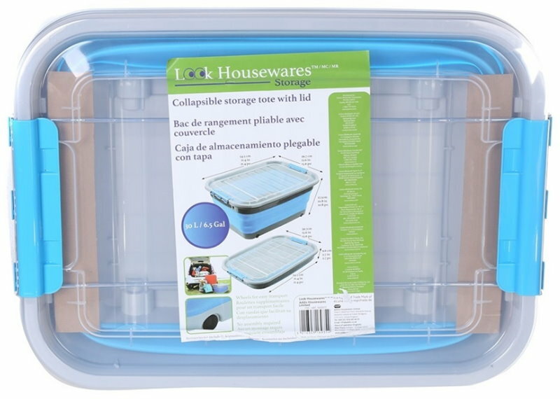 Addis Housewares 30 Litre Collapsible Storage Tote with Lid and Wheels