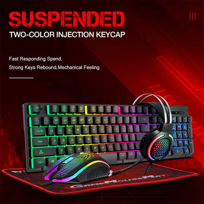 T-Wolf TF-400 4-in-1 Gaming Kit LED Backlit Gaming Keyboard Headset Mouse Pad