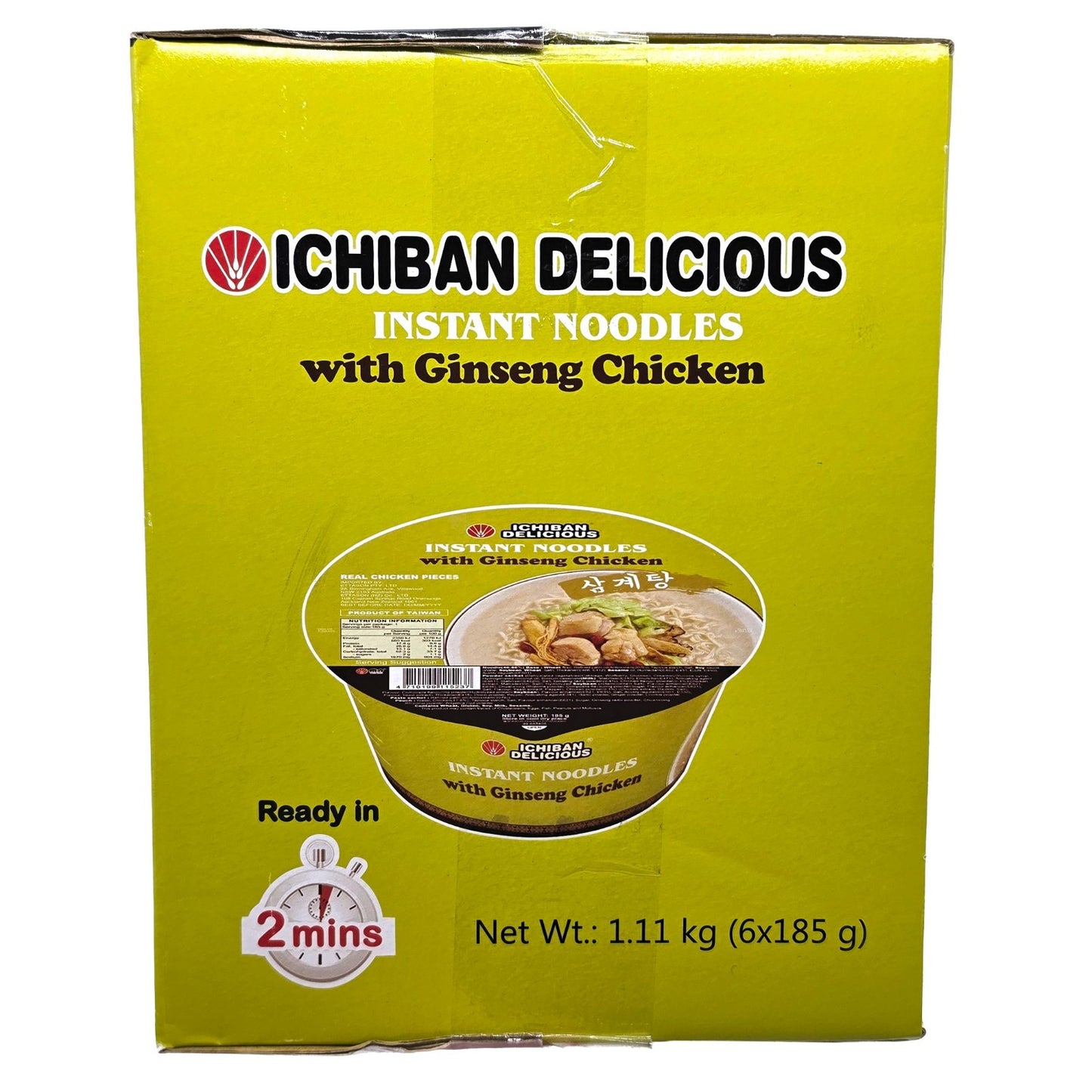 Ichiban Delicious Ginseng Chicken Ramen Instant Bowl Noodles 6 x 185g 人參雞湯泡麵