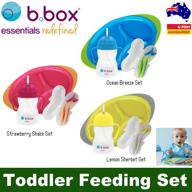 b.box Toddler Feeding Set Divided Plate, Sippy Cup, Cutlery Set - Self Training