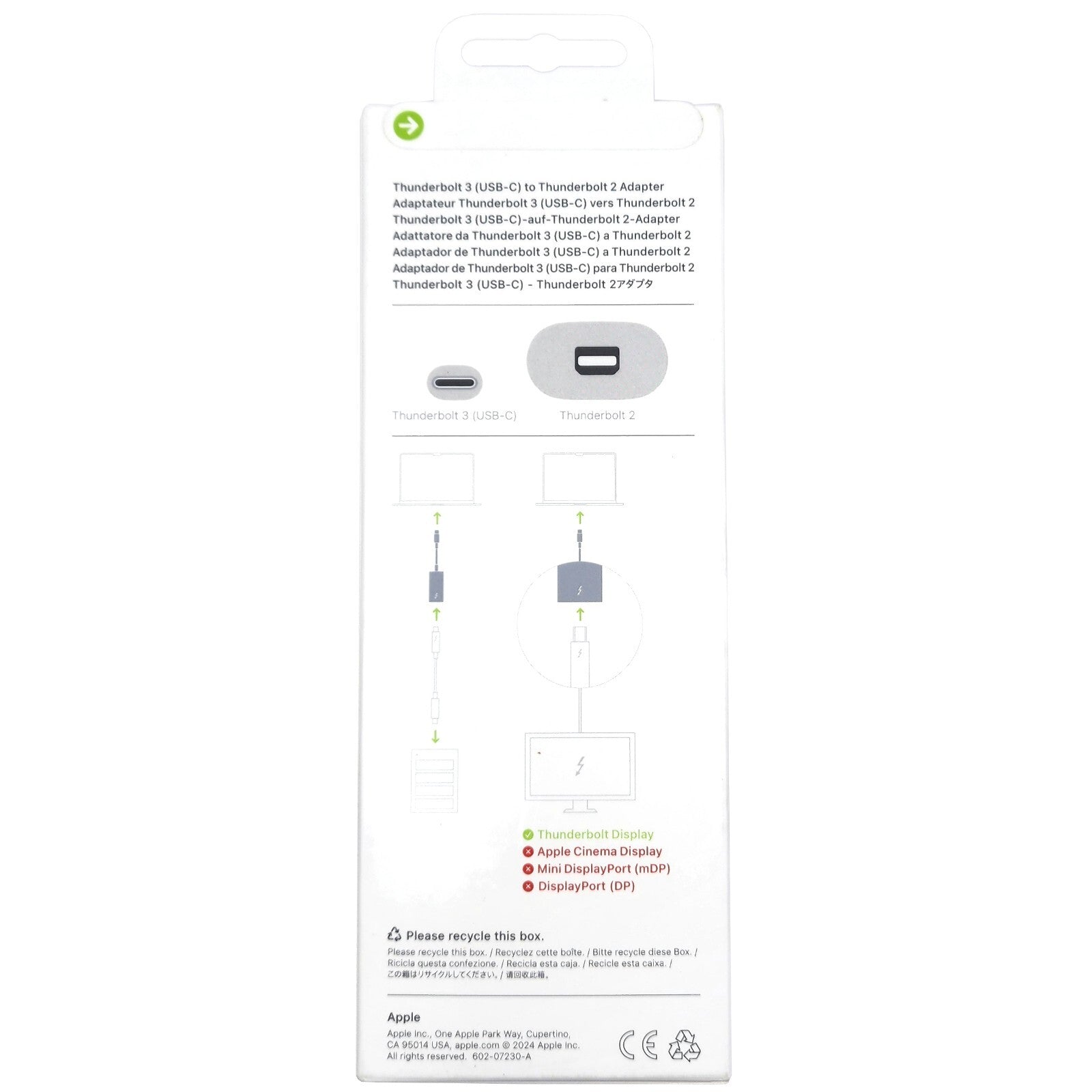 Genuine Apple Thunderbolt 3 USB-C to Thunderbolt 2 USB Cable Adapter MYH93AM