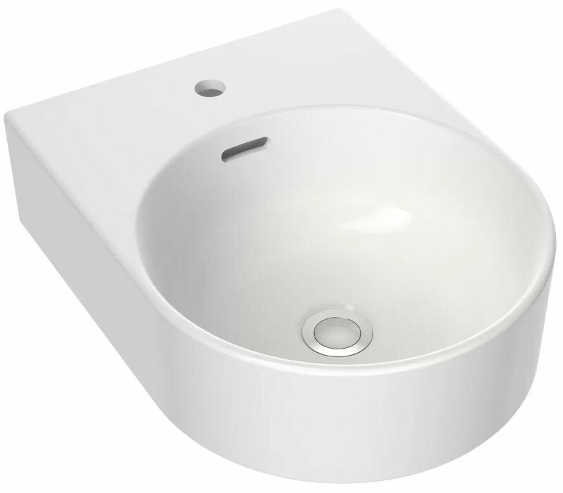 Clark Round Wall Basin 350mm One Taphole with Chrome Round Pin Basin Mixer Tap