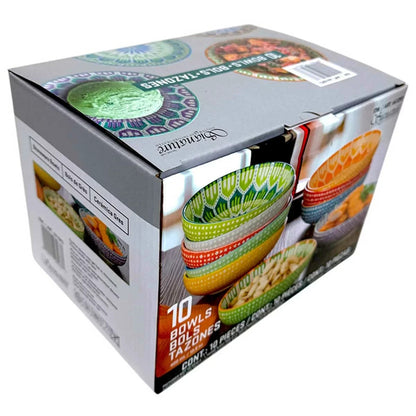 Signature Housewares Snack Bowls Set Food Stoneware Dishwasher Safe Bowls 10 pcs