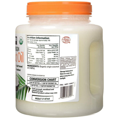 Organic Virgin Coconut Oil Cold Pressed Unrefined Kosher Butter Substitute 2.48L