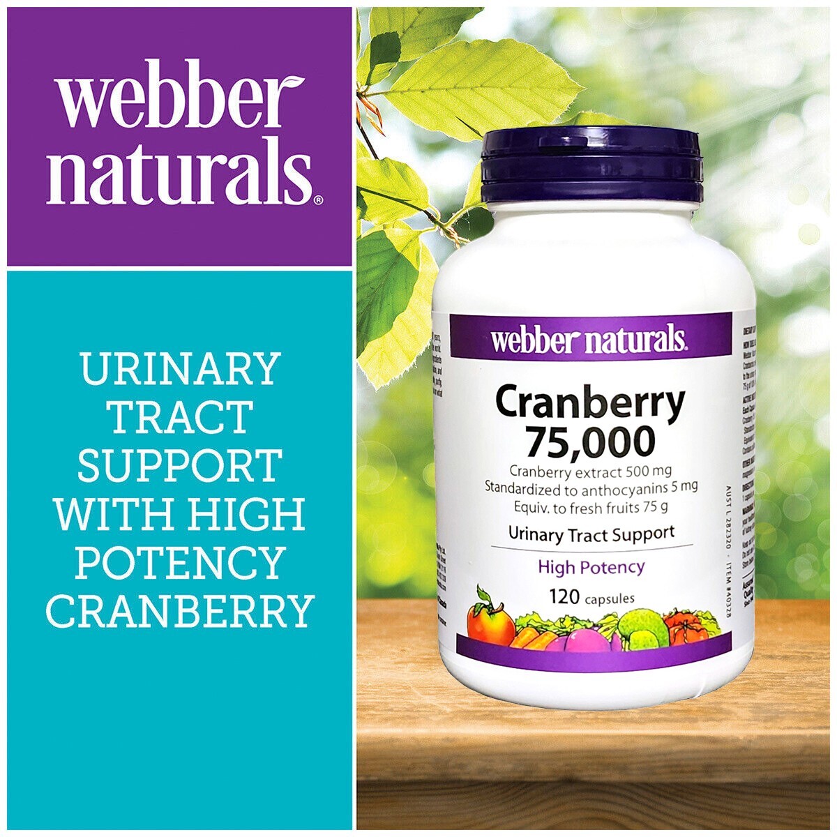 Webber Natural Cranberry 75000 Extract 500mg 120 Caps Urinary Tract Support