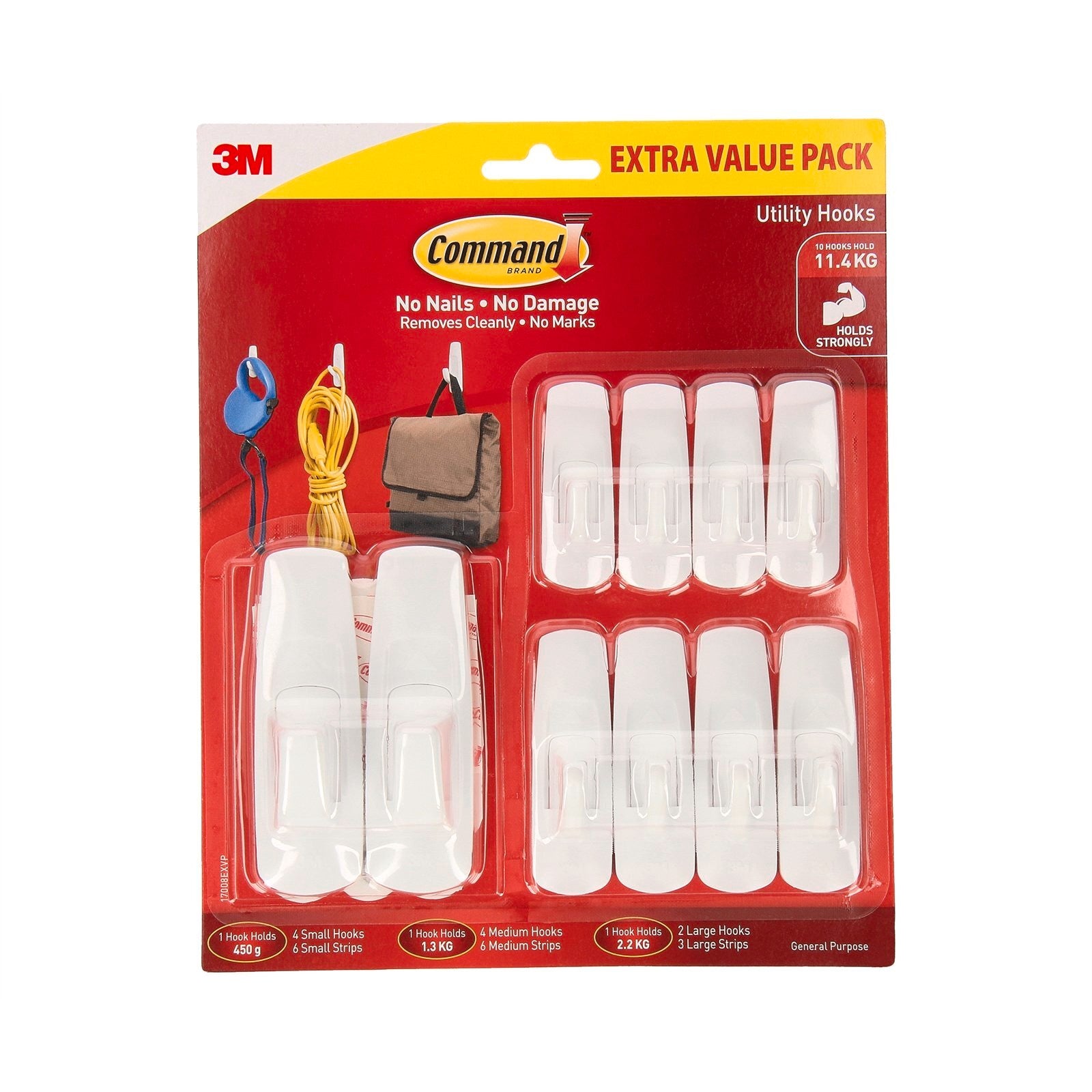 10x 3M Command Hook Value Pack Multi Use Adhesive Strips Various Removable Hooks