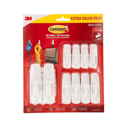10x 3M Command Hook Value Pack Multi Use Adhesive Strips Various Removable Hooks