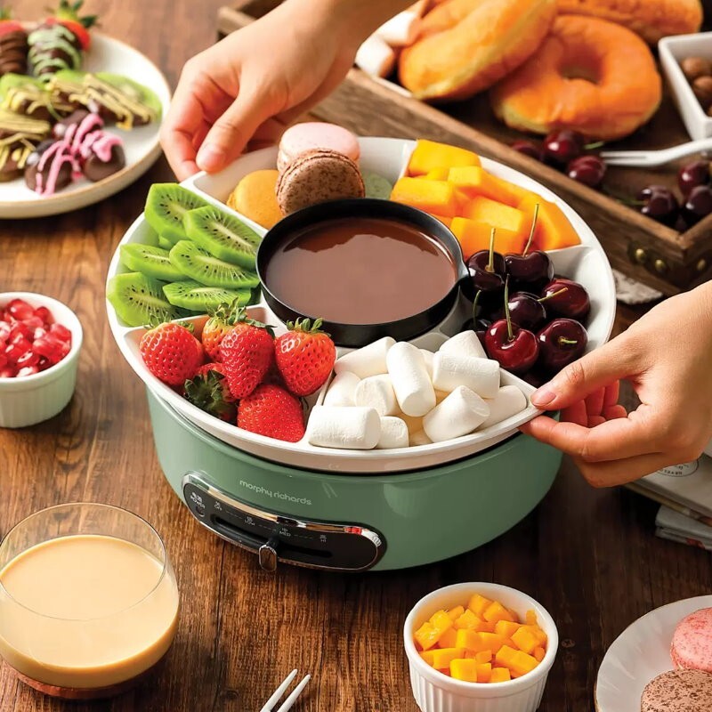Morphy Richards Round Multi Function Grill Pan Electric Cooking Pot 1.8L Green