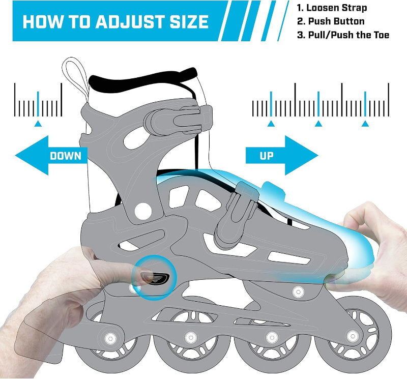 Roller Derby 2-in-1 Combo Adjustable Quad Roller and Inline Skates for Kids