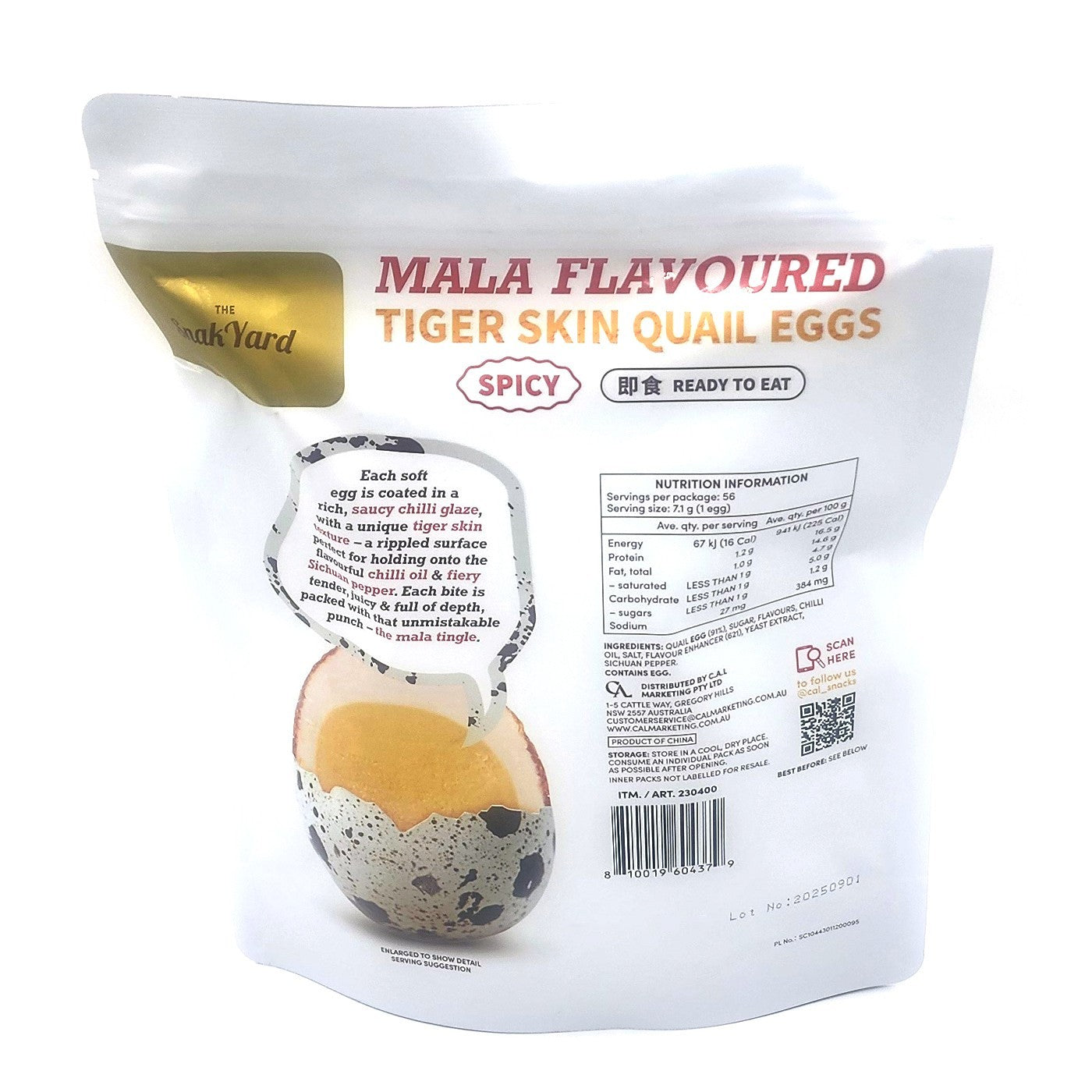 Mala Spicy Tiger Skin Quail Egg Snack Flavoured Ready To Eat Boiled 400g 56 pack