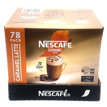 Nescafe Caramel Latte 78 x 17g Instant Coffee Stick Creamy & Frothy Sachets Box