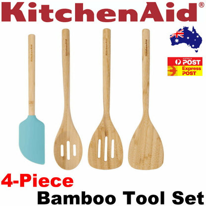 KitchenAid 4-Piece Bamboo Tool Set -Solid Turner, Slotted Turner, Spoon, Spatula