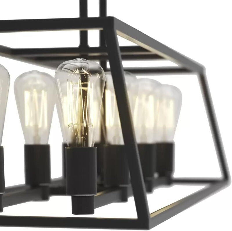 Artika Carter Long 8 Light Chandelier Matte Black, Adjustable Height