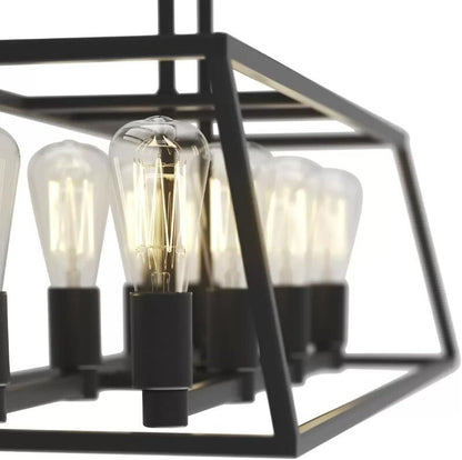 Artika Carter Long 8 Light Chandelier Matte Black, Adjustable Height