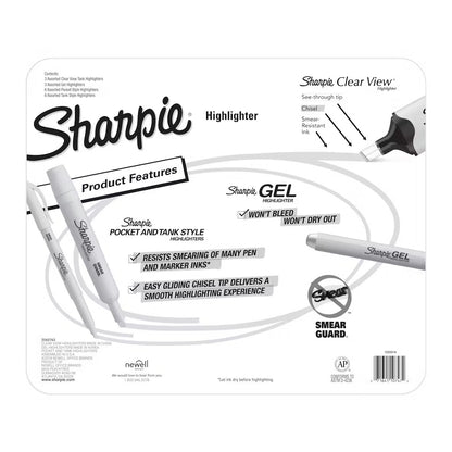 Sharpie Highlighter Variety Pack 18 Pack Clear View Gel Pocket Tank Highlighter