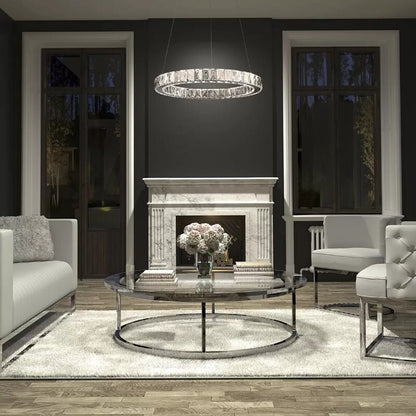 Artika Glass Crystal Halo LED Integrated Pendant Fixture Ring Light
