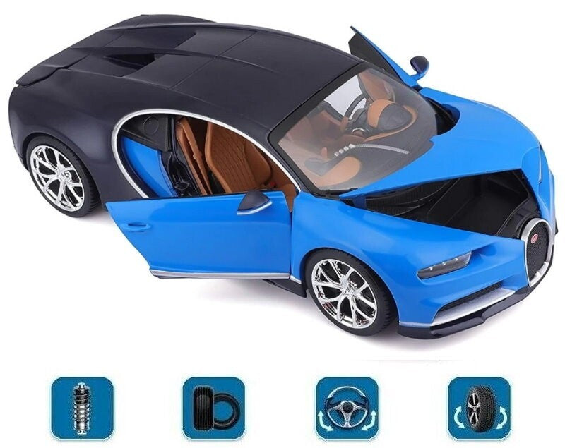 Maisto 1:18 Scale Special Edition Bugatti Chiron Die Cast Car Set Blue-Black