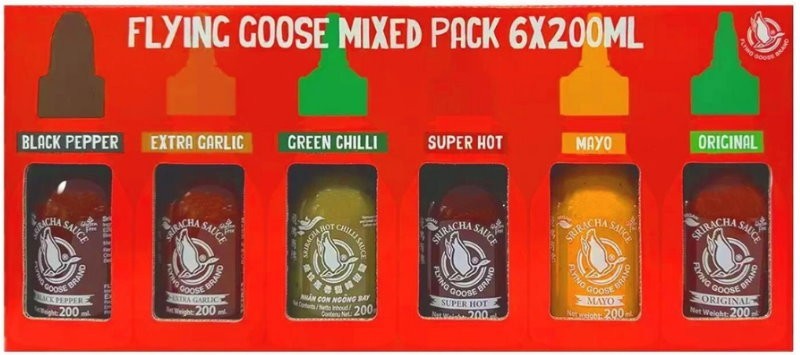 Flying Goose 6-Pack Sriracha Chilli Sauce Selection Mixed Flavours Spicy Set