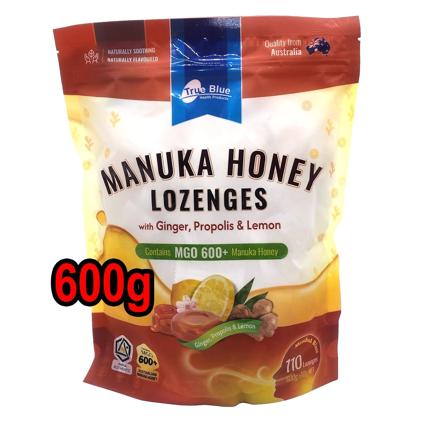 Manuka Honey Lozenges Ginger Propolis Lemon Cough Drop Australian Made MGO 600+