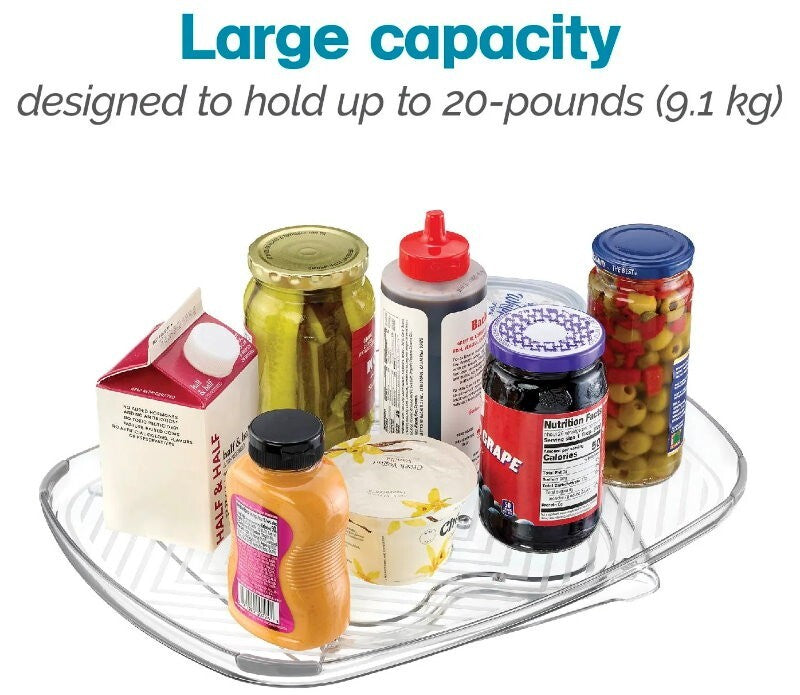 Polder 2-Pack E-Z Reach Rotating 360° Storage Tray for Fridge, Cabinet 40 x 30cm