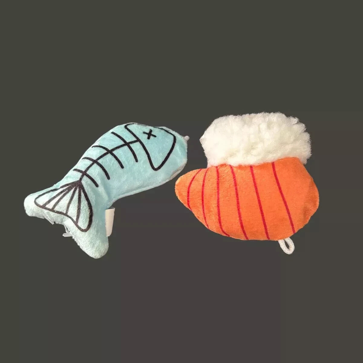 Yummy Sushi Catnip Toys 7 Piece Set with 2 Wands for Cats Soft Toy Playtime Fun