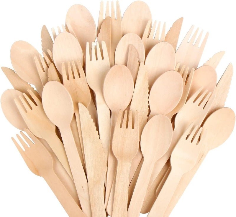 Santora 500 PCs Birch Disposable Cutlery Set Eco-Friendly - Spoon, Fork, Knife
