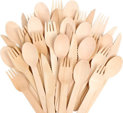 Santora 500 PCs Birch Disposable Cutlery Set Eco-Friendly - Spoon, Fork, Knife