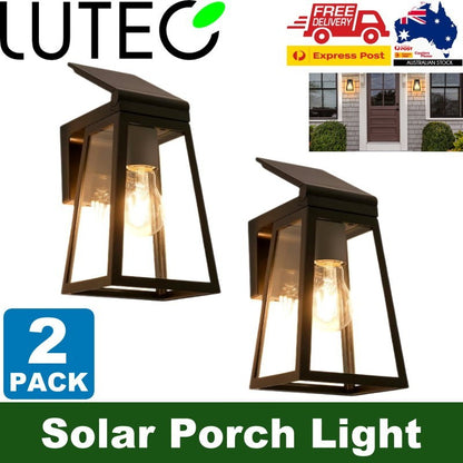 LUTEC 2-Pack Solar LED Coach Porch Light Aluminium Dusk to Dawn Wall Lights