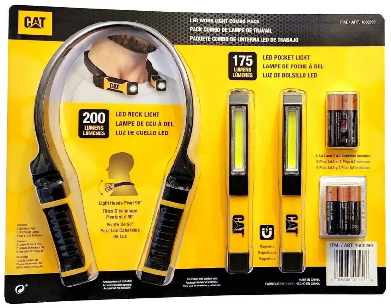 CAT Portable LED Work Light Combo - CT7100 Neck Light. CT1000 COB Pocket Lights