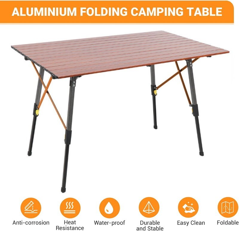 Timber Ridge 6-People Folding Adjustable Aluminium Camping Table w/ Carry Bag