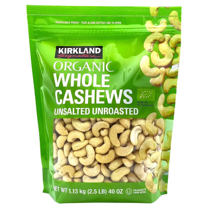 Organic Unsalted Unroasted Whole Cashews Vegan Kids School Lunch Snack 1.13Kg