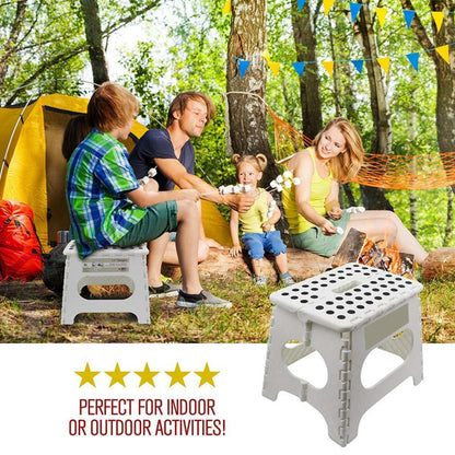 Folding Step Stool Portable Plastic Easy Foldable Chair Store Flat Outdoor White