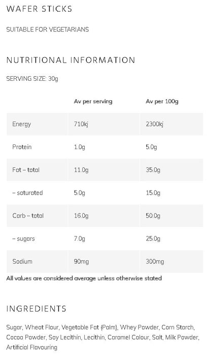 Premium Chocolate Wafer Sticks Choco Snack Soft Sweet Lollies 700g Vegetarians