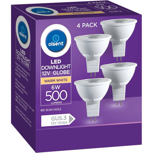 4 GU5.3 MR16 6w LED Recessed Lighting Downlight 500 Lumen 3000K Warm White Globe