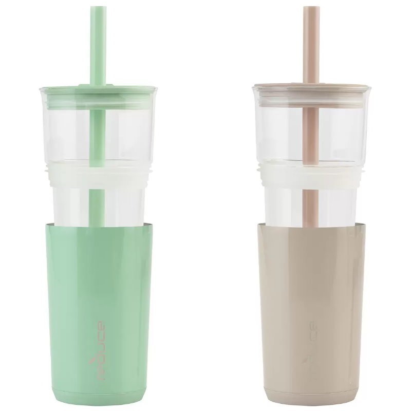 REDUCE Aspen 20oz 590ml Vacuum Insulated Glass Tumbler w/ Lid & Extra Wide Straw