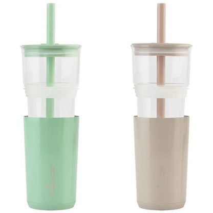 REDUCE Aspen 20oz 590ml Vacuum Insulated Glass Tumbler w/ Lid & Extra Wide Straw