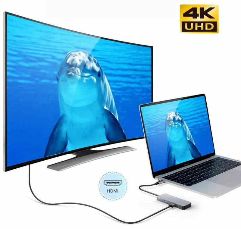 HYD-9822T 7-in-1 USB C Hub with 4K HDMI, USB3.0, USB2.0, SD, Micro SD, PD